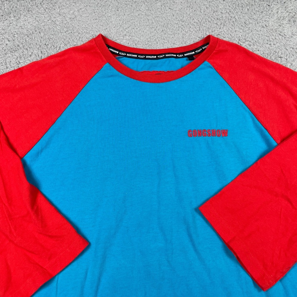 Gongshow Shirt Mens XL Blue Red Raglan Baseball Tee Lifestyle Hockey Apparel‎